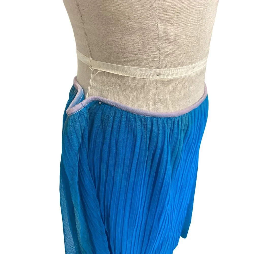 Vintage Shaw Benitez Blue Pleated Asymmetrical Skirt Made In Italy - Picture 3 of 11